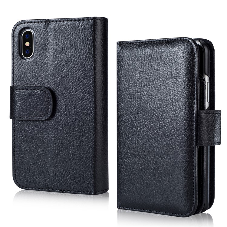 Multi Card Slots PU Leather Protection Mobile Phone Case with Stand for iPhone X - Black-2