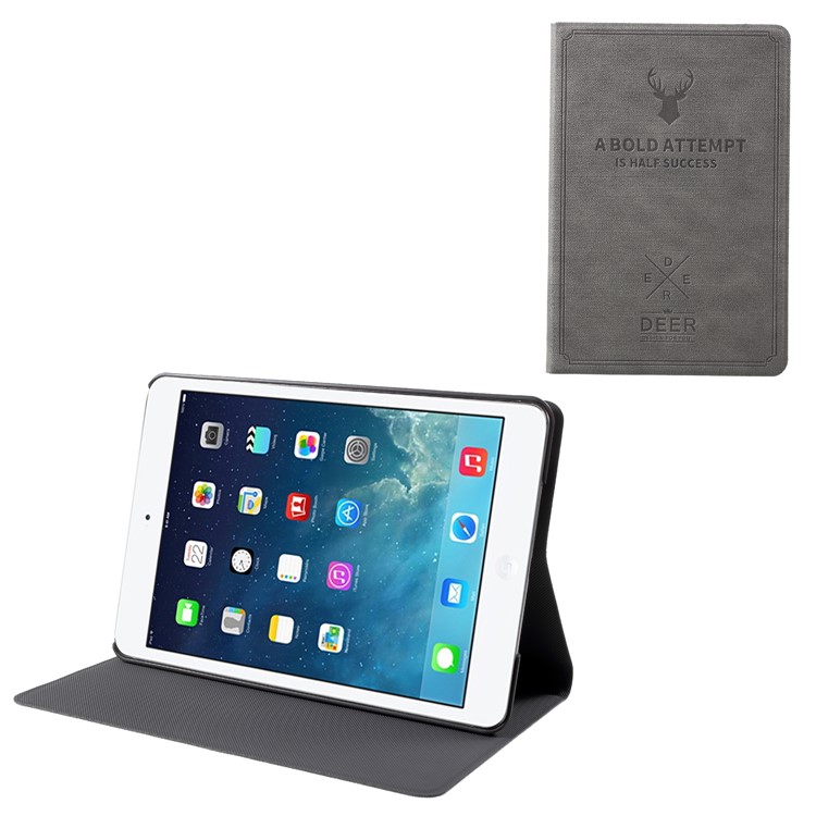 

Отпечаток Оленей И Цитата PU Кожаный Футляр Для Сотового Телефона Для Ipad Mini 3/2/1 - Серый