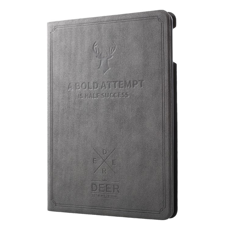 

Imprint Deer and Quote Flip Stand PU Leather Cover for iPad 9.7-inch (2018)/9.7-inch (2017)/Air 2/Air - Grey