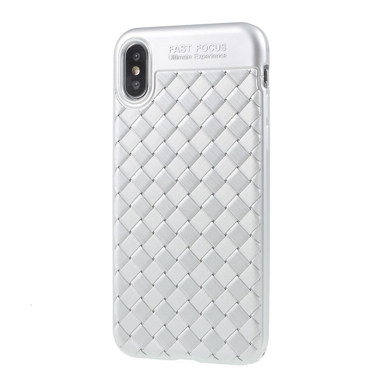 

Woven Pattern TPU Gel Phone Cover for iPhone XS/X 5.8 inch - Silver