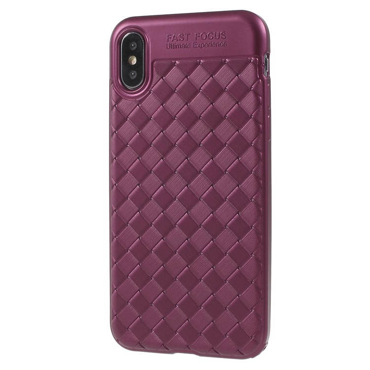 

Woven Pattern TPU Gel Accessory Case Cover for iPhone XS/X 5.8 inch - Purple