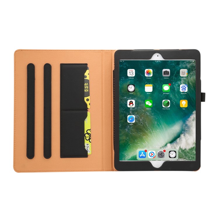 For iPad 9.7-inch (2018) / (2017) Business Style Card Holder Stand PU Leather Smart Case - Black-4
