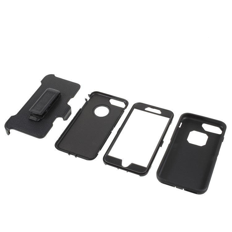 Heavy Duty Rugged PC + Silicone Hybrid Belt Clip Kickstand Case for iPhone 8 Plus / 7 Plus / 6s Plus / 6 Plus - Black-10