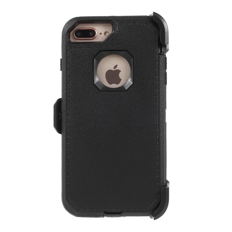 Heavy Duty Rugged PC + Silicone Hybrid Belt Clip Kickstand Case for iPhone 8 Plus / 7 Plus / 6s Plus / 6 Plus - Black-2
