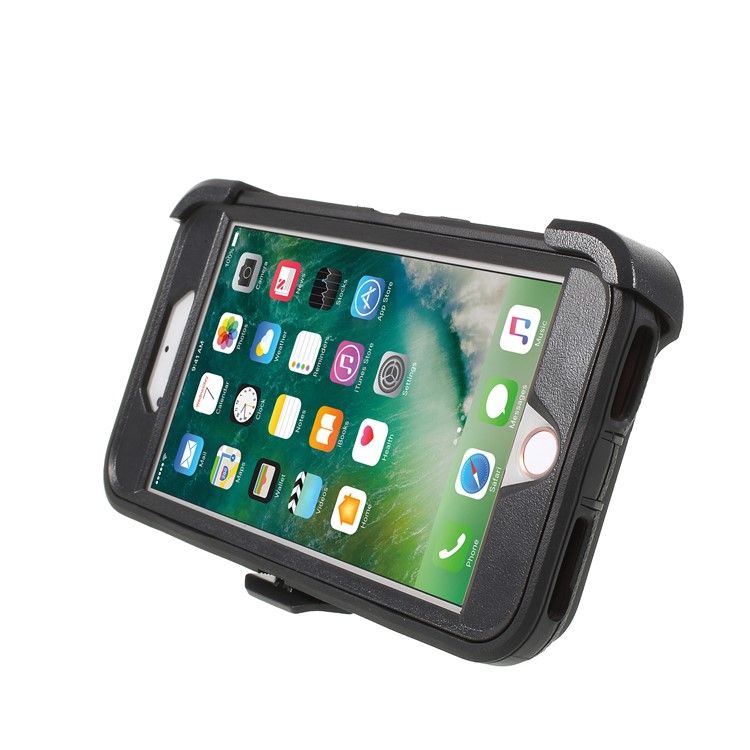 Heavy Duty Rugged PC + Silicone Hybrid Belt Clip Kickstand Case for iPhone 8 Plus / 7 Plus / 6s Plus / 6 Plus - Black-5