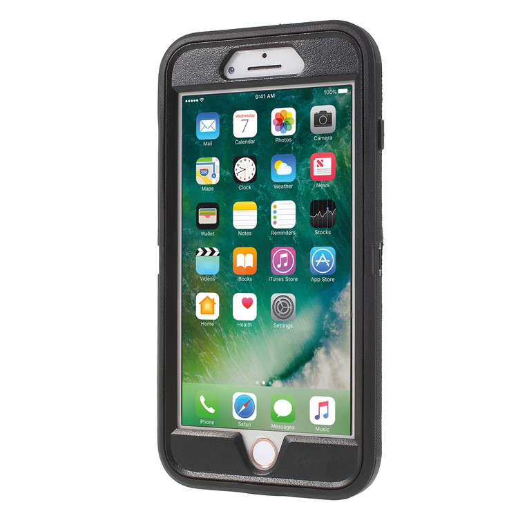 Heavy Duty Rugged PC + Silicone Hybrid Belt Clip Kickstand Case for iPhone 8 Plus / 7 Plus / 6s Plus / 6 Plus - Black-6