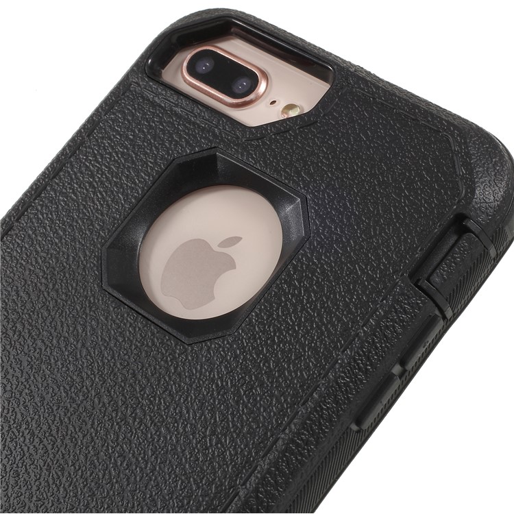 Heavy Duty Rugged PC + Silicone Hybrid Belt Clip Kickstand Case for iPhone 8 Plus / 7 Plus / 6s Plus / 6 Plus - Black-8