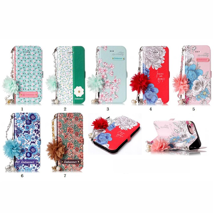 Flower Pattern PU Leather Card Holder Phone Case + Metal Chain for iPhone 8/7 4.7 inch - Forever and Always Love-10