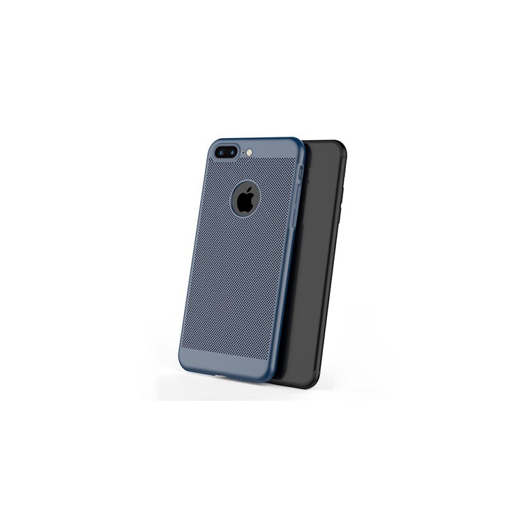 

For iPhone 8 Plus 5.5 inch Hollow Mesh Heat Dissipation Matte PC Phone Back Cover - Blue