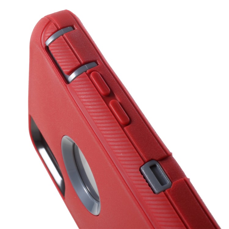 Detachable Shockproof Drop-proof Dust-proof PC + Silicone Hybrid Case for iPhone X - Grey / Red-4