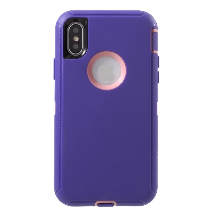 

Detachable Shockproof Drop-proof Dust-proof PC + Silicone Hybrid Protective Case for iPhone XS/X 5.8 inch - Pink / Purple, iPhone XS 5.8 inch