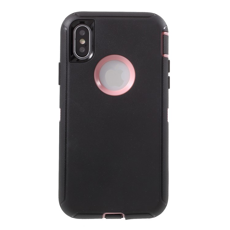 

Detachable Shockproof Drop-proof Dust-proof PC + Silicone Hybrid Phone Cover Case for iPhone XS/X 5.8 inch - Pink / Black, iPhone XS 5.8 inch