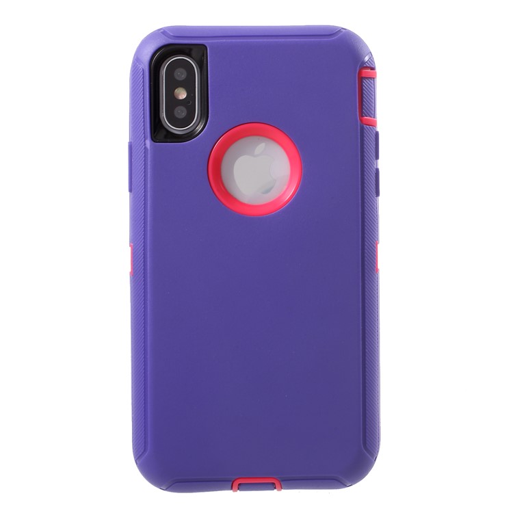 

Detachable Shockproof Drop-proof Dust-proof PC + Silicone Combo Phone Cover Case for iPhone XS/X 5.8 inch - Rose / Purple, iPhone XS 5.8 inch