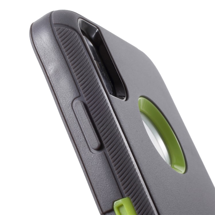 3-piece Shockproof Drop-proof Dust-proof Hybrid Case for iPhone X (Plastic + Silicone) - Green / Black-5