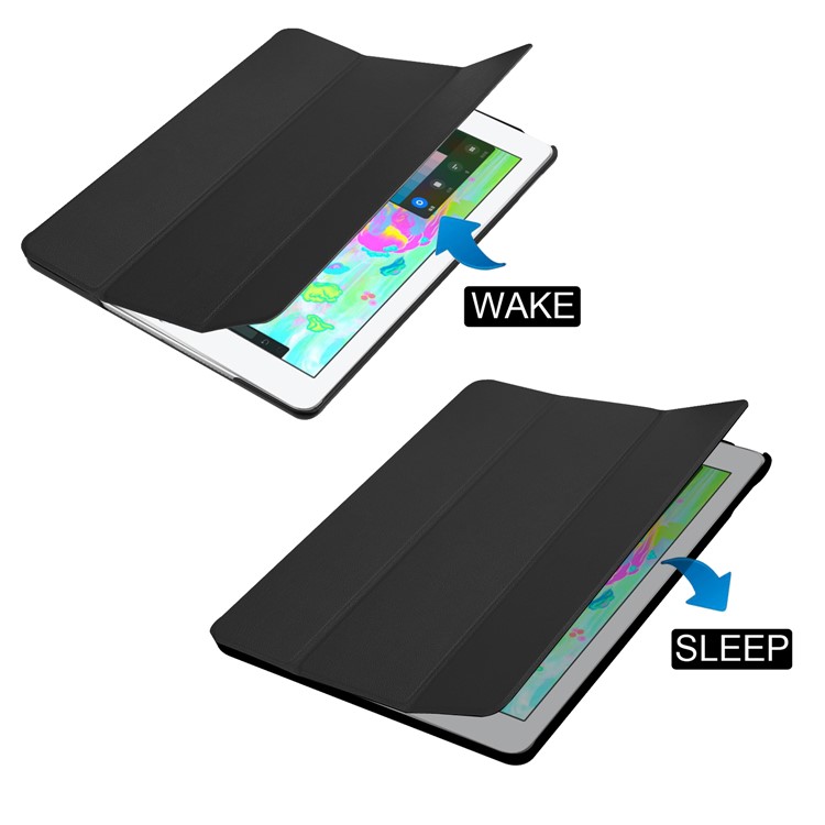 Tri-fold Stand Smart Leather Tablet Case with Pen Slot for iPad 9.7-inch (2018) / 9.7-inch (2017) - Black-4