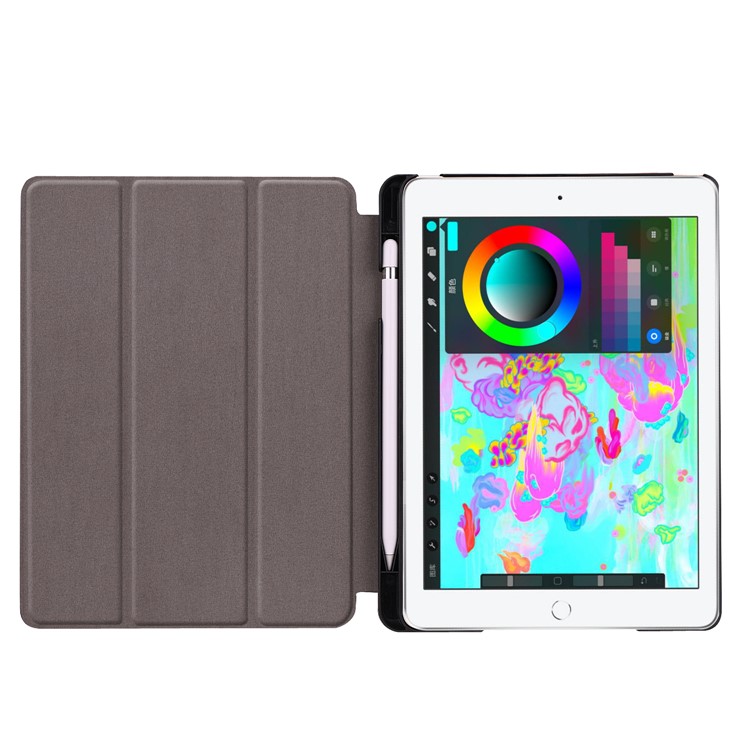 Tri-fold Stand Smart Leather Tablet Case with Pen Slot for iPad 9.7-inch (2018) / 9.7-inch (2017) - Black-6