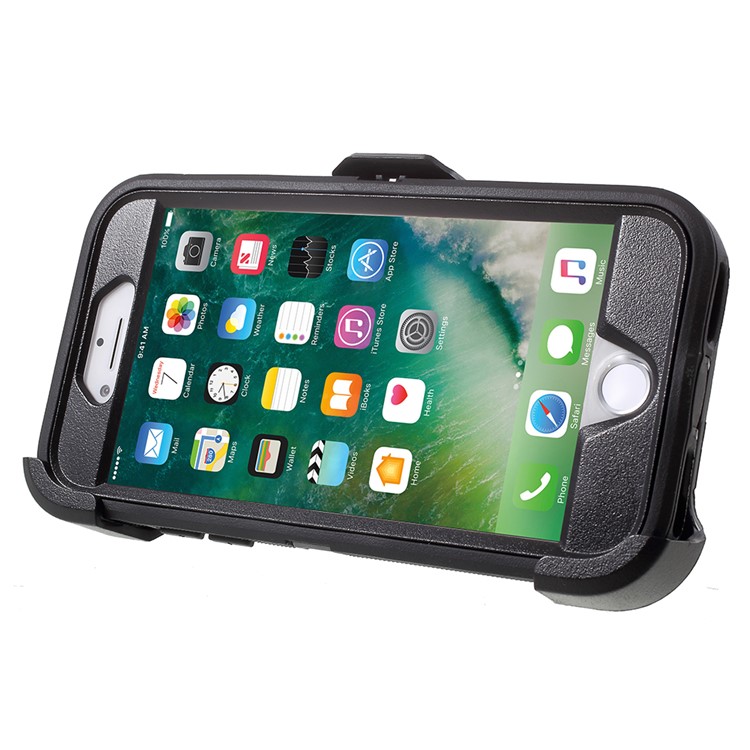 Heavy Duty Rugged PC + TPU Hybrid Belt Clip Kickstand Case for iPhone 8 / 7 / 6s / 6 4.7 inch - Black-2