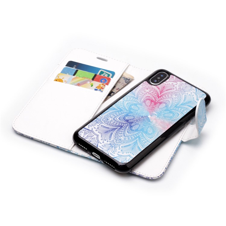 Pattern Printing Detachable 2-in-1 Wallet Leather Phone Case for iPhone X - Symmetry Pattern-6