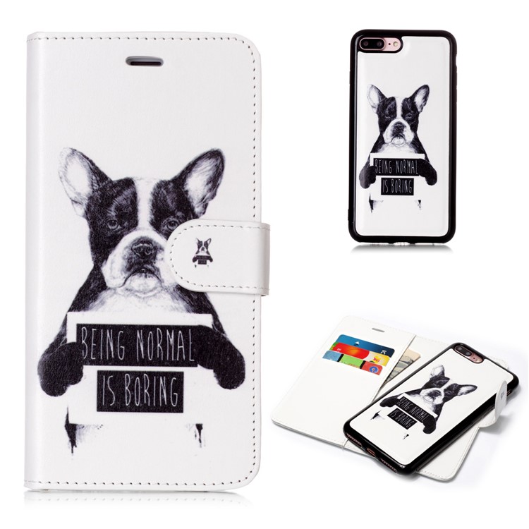 Pattern Printing Detachable 2-in-1 Wallet Leather Phone Case for iPhone 8 Plus / 7 Plus 5.5 inch - Dog-1