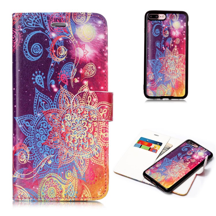 

Pattern Printing Detachable 2-in-1 Wallet Leather Phone Cover for iPhone 8 Plus / 7 Plus 5.5 inch - Colorized Flower