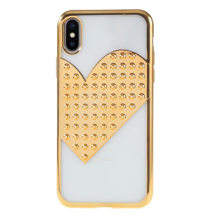 

Heart Shape Electroplated TPU Mobile Case for iPhone XS / X 5.8 inch - Gold