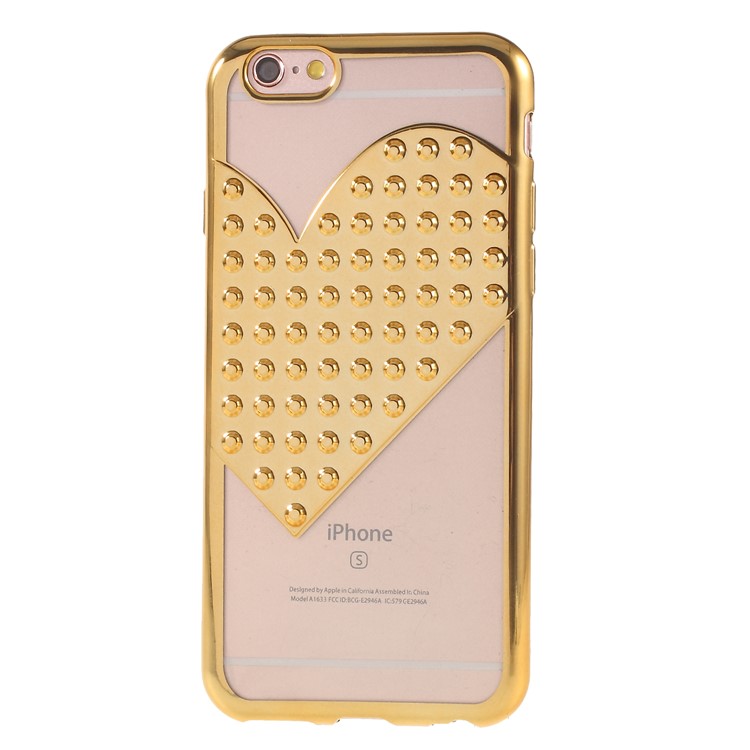

Heart Pattern Plated TPU Cover Shell for iPhone 6s 6 - Gold