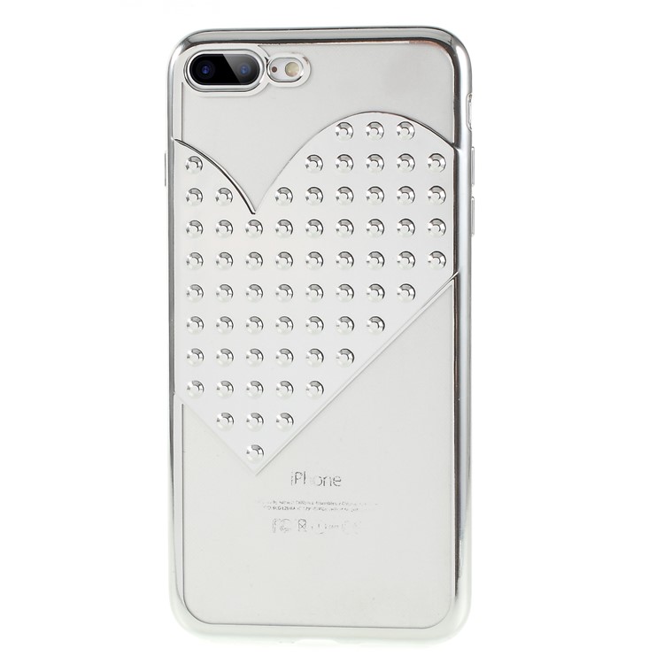 

Heart Pattern Plated TPU Back Case for iPhone 8 Plus / 7 Plus - Silver