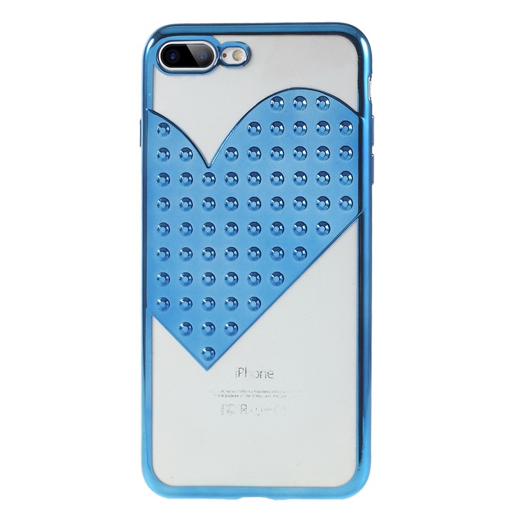 

Heart Pattern Plated TPU Cover for iPhone 8 Plus / 7 Plus - Blue