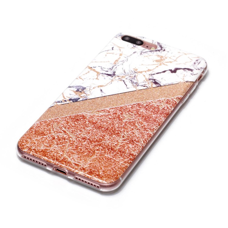 Polvo De Flash En Polvo Modelo IMD TPU Para El Iphone 8 Plus / 7 Más - Blanco / Oro Rosa-2