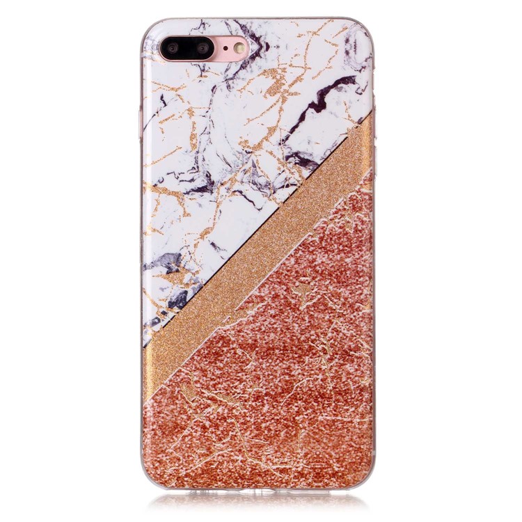 Polvo De Flash En Polvo Modelo IMD TPU Para El Iphone 8 Plus / 7 Más - Blanco / Oro Rosa-3