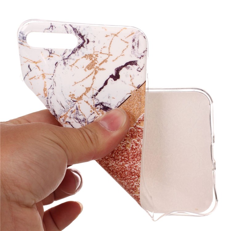 Polvo De Flash En Polvo Modelo IMD TPU Para El Iphone 8 Plus / 7 Más - Blanco / Oro Rosa-4