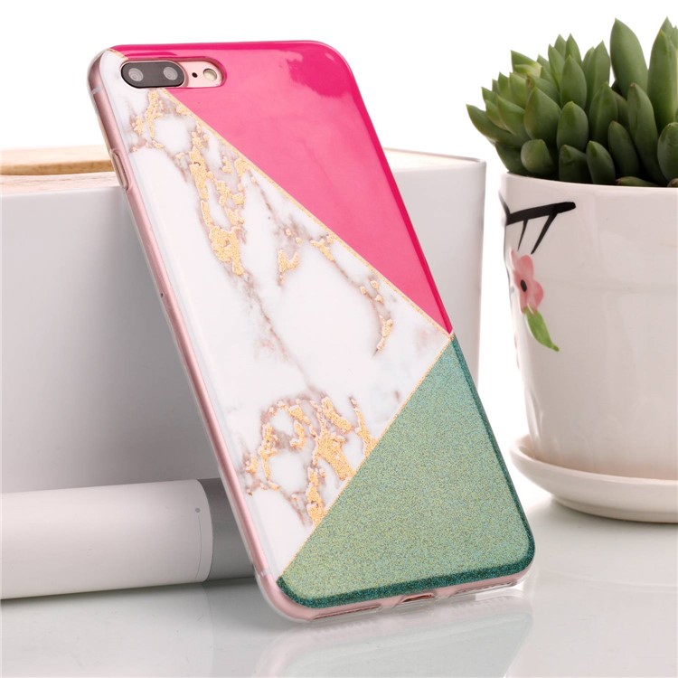 Funda De Tapa De Polímero En Polvo IMD TPU Para Iphone 8 Plus / 7 Más - Rojo / Verde-1