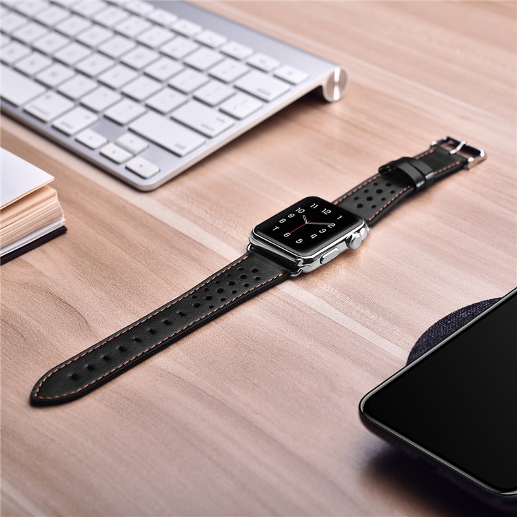 XOOMZ Klassische PU Leder Wabenband Für Apple Watch Serie 2/1 38mm - Schwarz-11