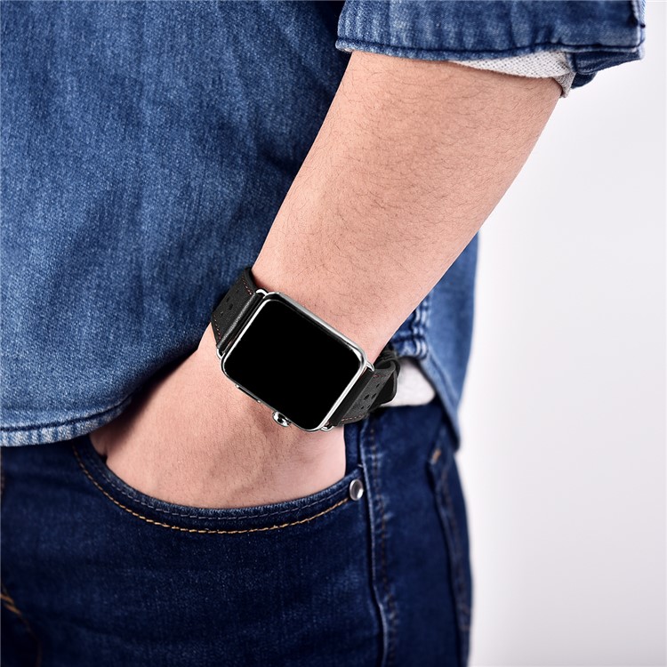 XOOMZ Klassische PU Leder Wabenband Für Apple Watch Serie 2/1 38mm - Schwarz-13