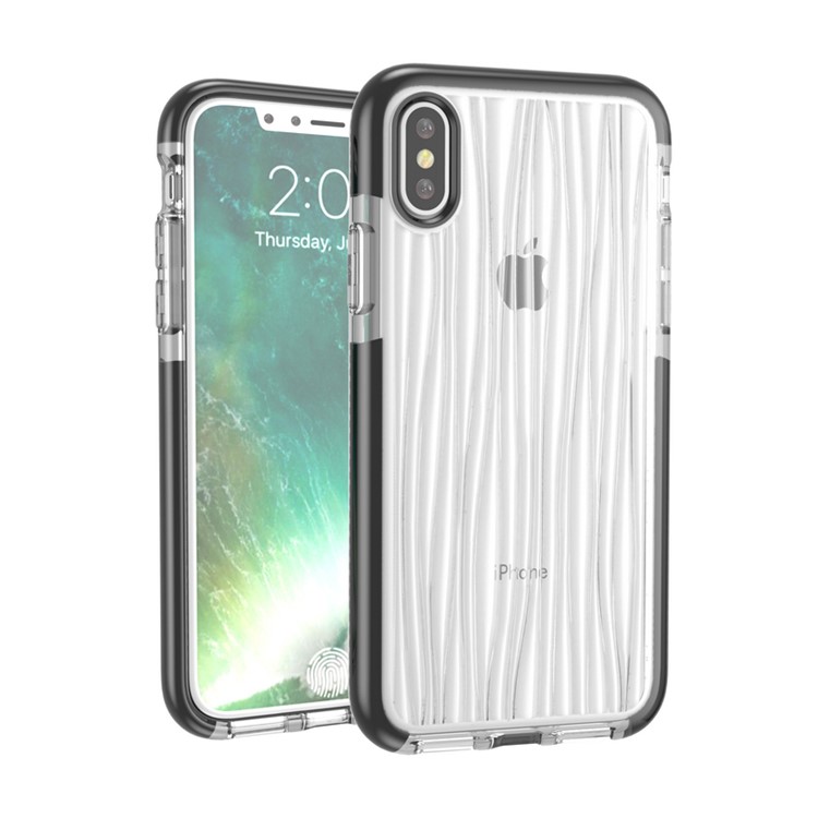 

3D Wave Pattern Soft TPU Cover for iPhone X - Black / White