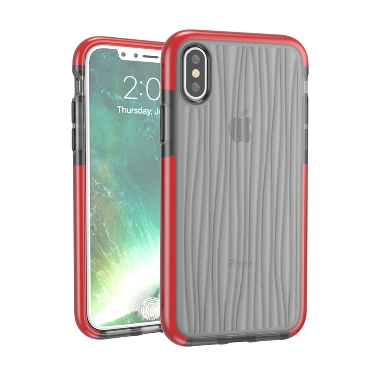 

3D Wave Pattern Soft TPU Casing for iPhone X - Red / Black