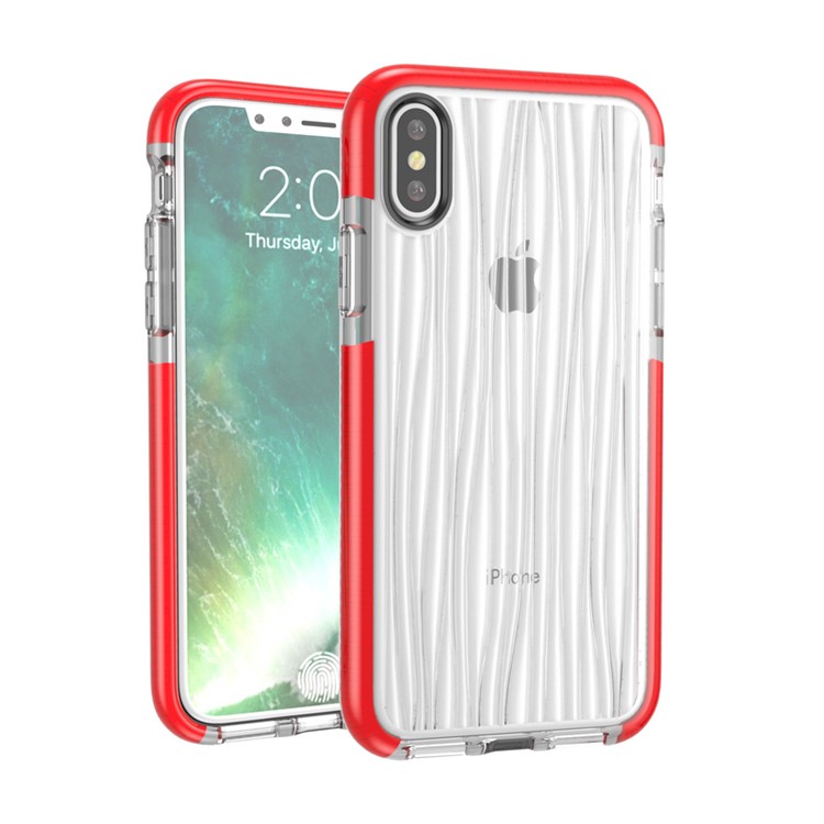 

3D Wave Pattern Soft TPU Mobile Phone Case for iPhone X - Red / White