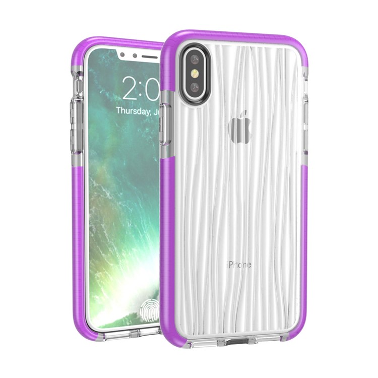 

3D Wave Pattern Soft TPU Back Casing for iPhone X - Purple