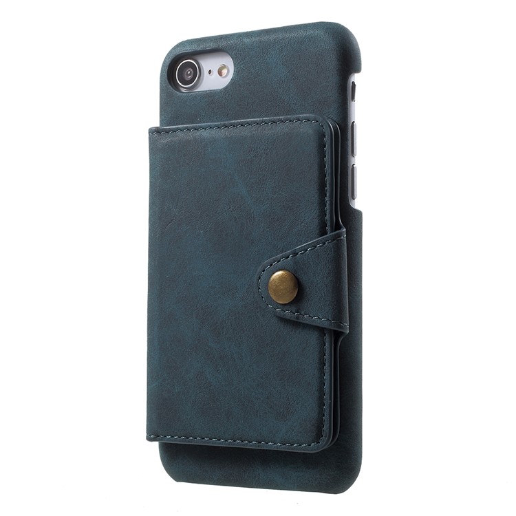 

Multifunctional PU Leather Coated PC Kickstand Casing Shell for iPhone 8/7 4.7 inch with Card Holder - Blue