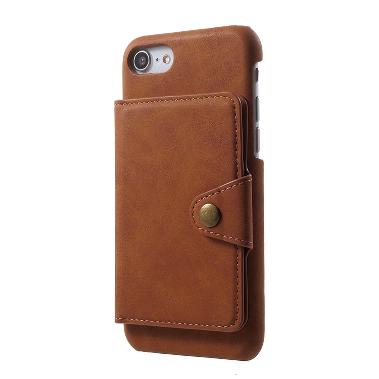 

Multifunctional PU Leather Coated PC Kickstand Accessory Shell for iPhone 8/7 4.7 inch with Card Holder - Brown