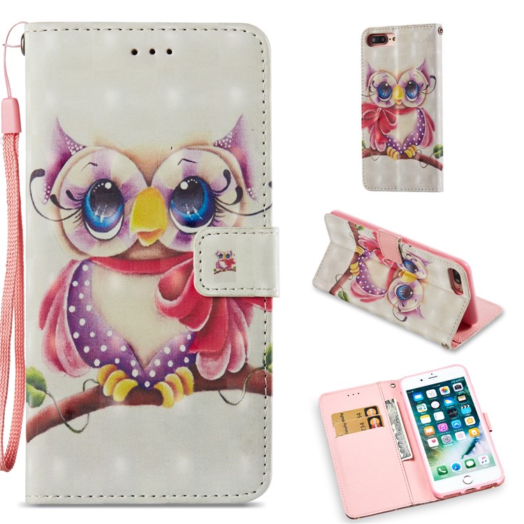

Pattern Printing Leather Wallet Phone Case Cover for iPhone 8 Plus / 7 Plus 5.5 inch - Beautiful Owl