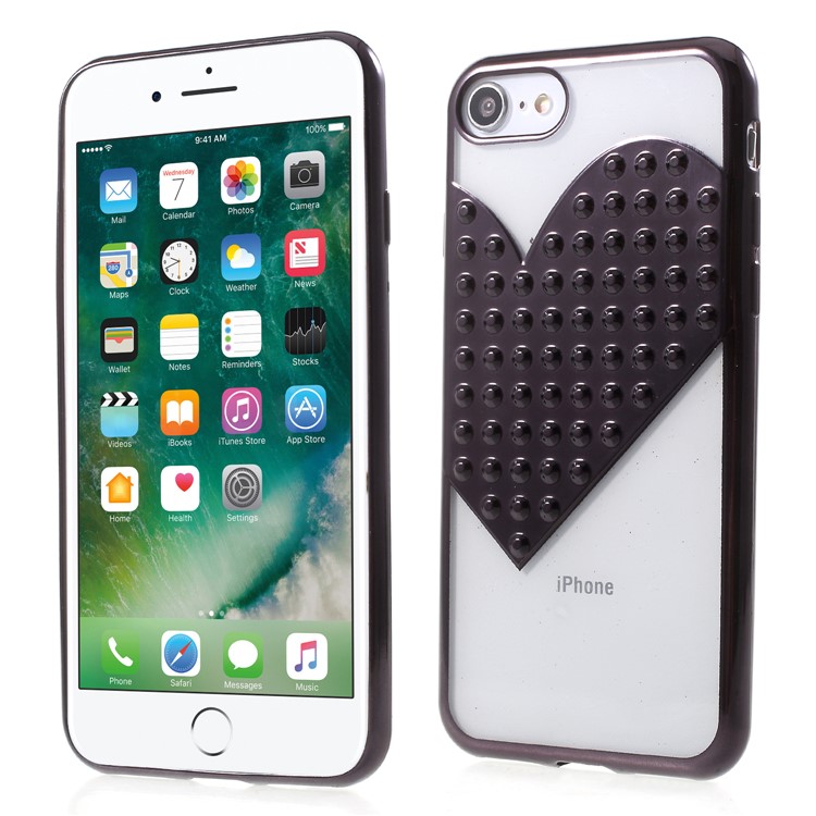 

Heart Shape Electroplated TPU Phone Case for iPhone 8/7 4.7 inch - Black