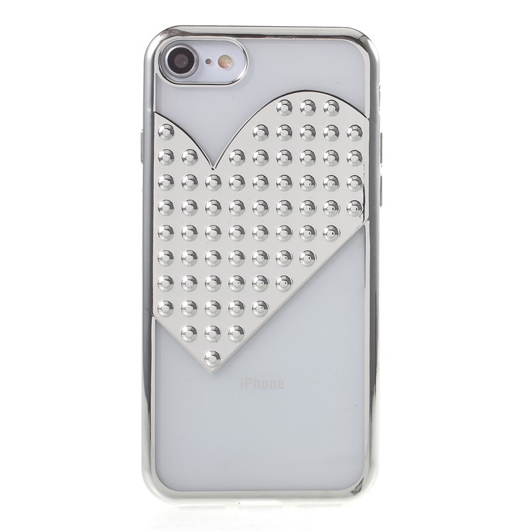 

Heart Shape Electroplated TPU Phone Cover for iPhone 8/7 4.7 inch - Silver