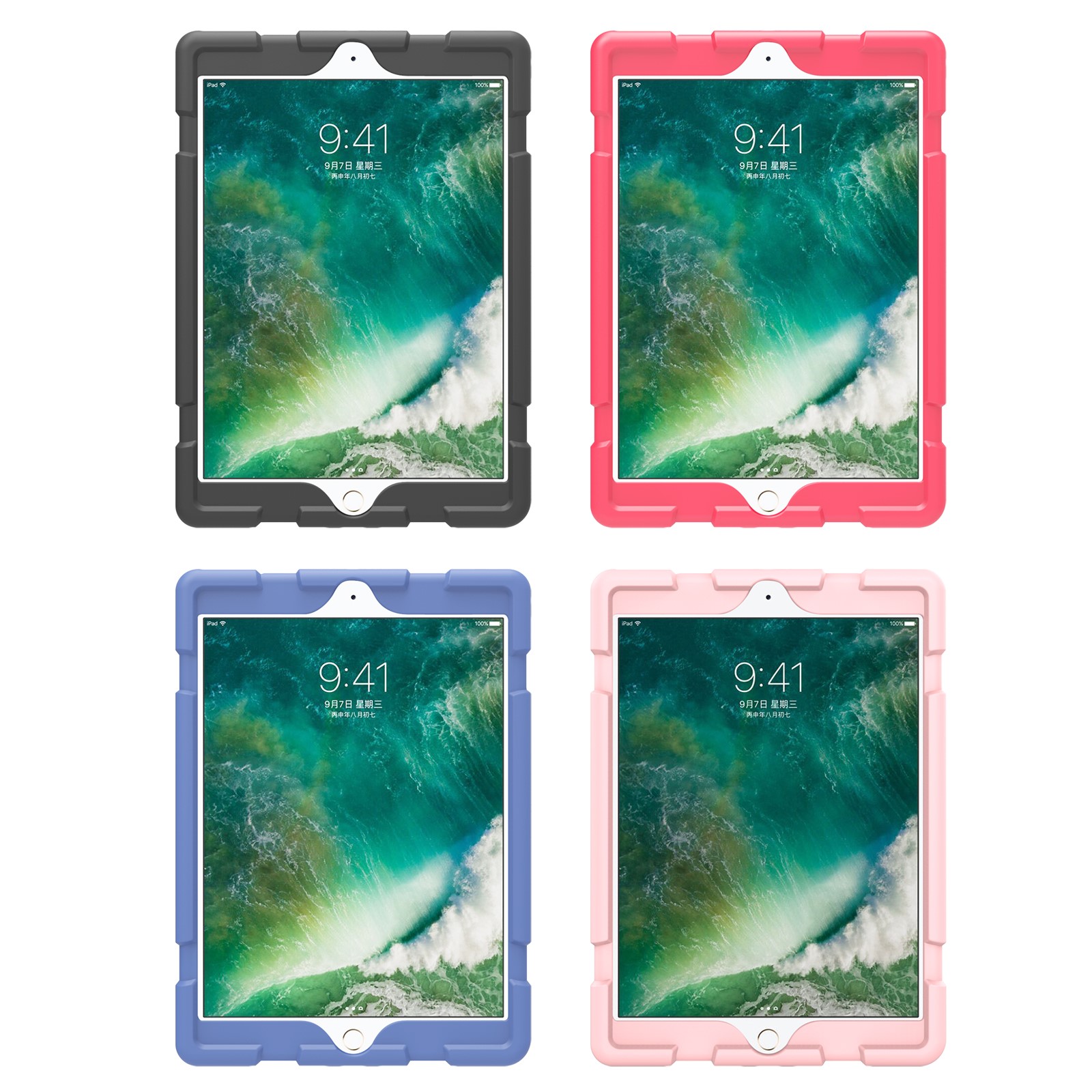 Screw Heavy Duty Soft Silicone Case for iPad 9.7-inch (2018)/9.7-inch (2017)/Air/Air 2 - Black-10