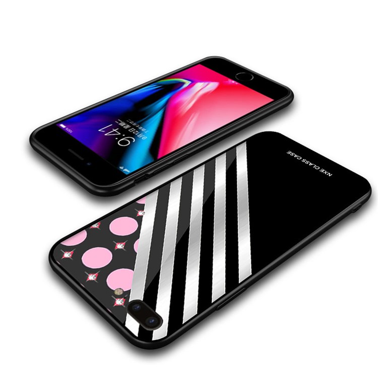 NXE Circle Pattern Printing Rhinestone Decor Glass + PC + TPU Hybrid Case for iPhone 8 Plus/7 Plus 5.5 inch - Style 1-5