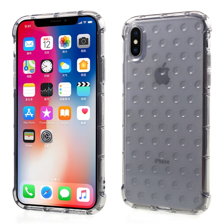 3D Bubble Soft TPU Back Phone Cover for iPhone X - Grey-1