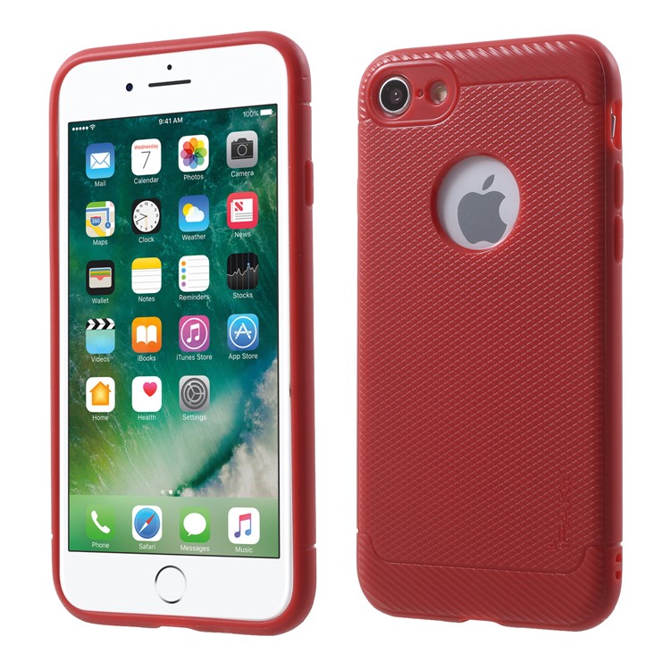 IPAKY Anti-shocking TPU Protection Mobile Phone Cover for iPhone 8/7 4.7 inch - Red-1