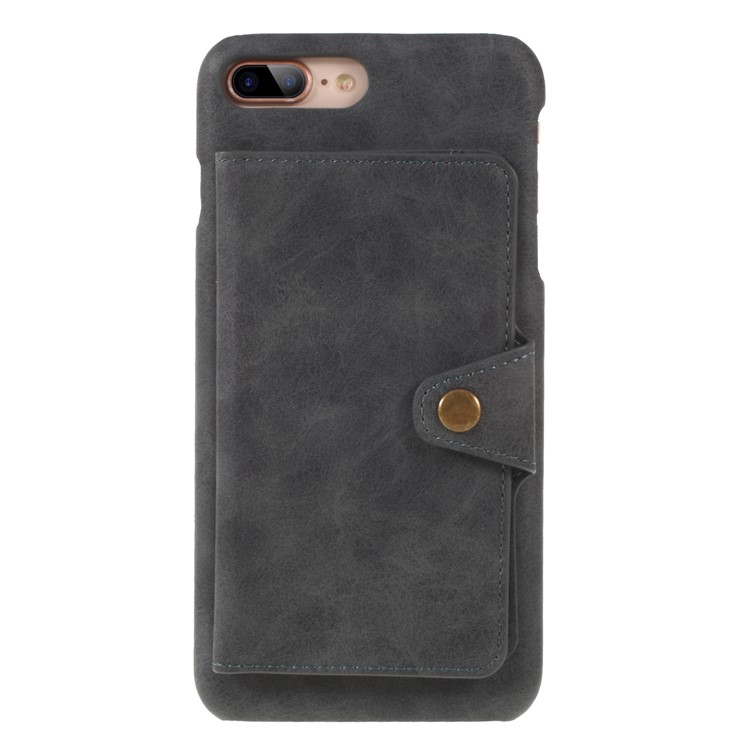 Multifunctional PU Leather Coated PC Kickstand Casing for iPhone 8 Plus/7 Plus 5.5 inch with Card Holder - Black-3