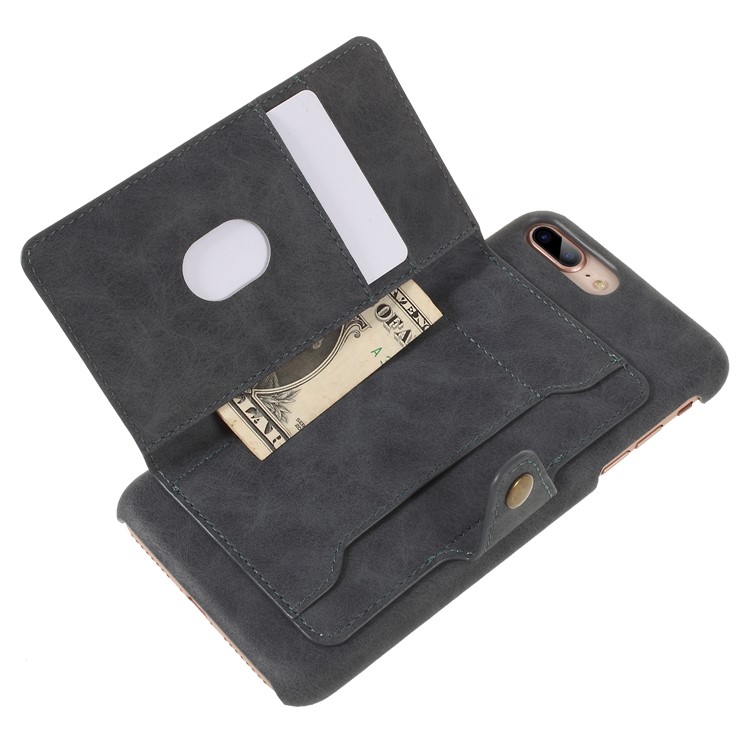 Multifunctional PU Leather Coated PC Kickstand Casing for iPhone 8 Plus/7 Plus 5.5 inch with Card Holder - Black-6