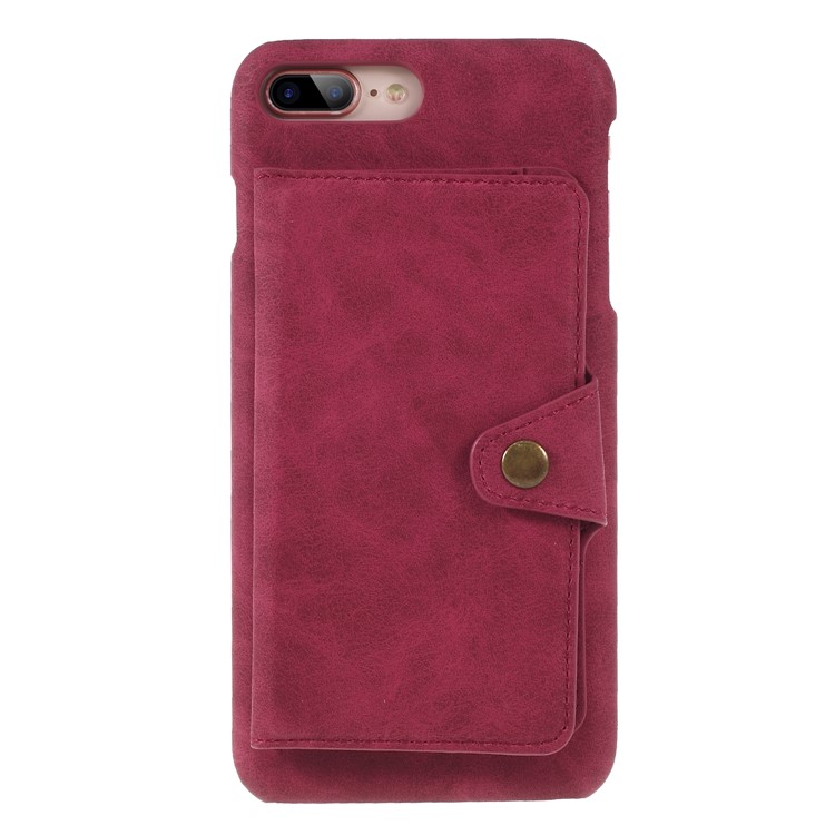 

For iPhone 8 Plus/7 Plus 5.5 inch Multifunctional PU Leather Coated Plastic Cover with Kickstand - Red